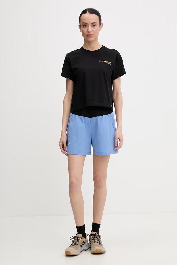 La Sportiva Τ-shirt πεζοπορίας γυναικείο βαμβακερό Since 1928 Crop ZACT253 μαύρο SS26