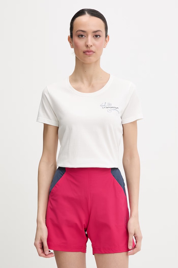 Oblačila La Sportiva treking majica ženska bombažna Climb Flower ZACT199 bela