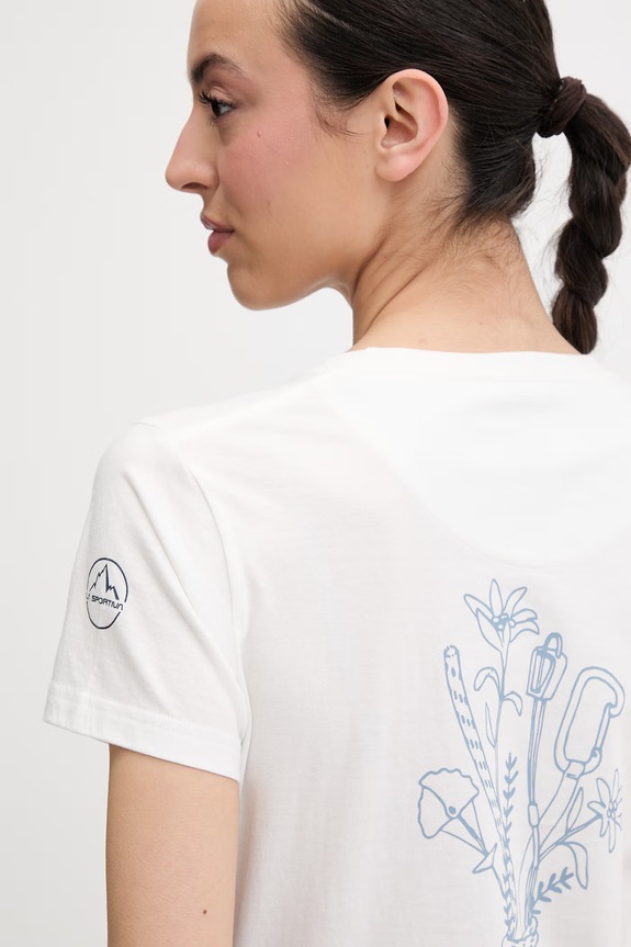 La Sportiva treking majica ženska bombažna Climb Flower bela ZACT199