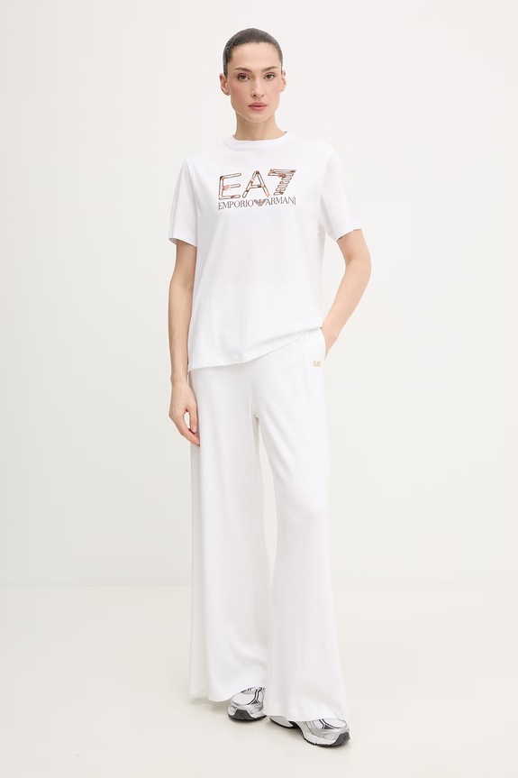 Бавовняна футболка EA7 Emporio Armani AF21636.7W001096 білий SS26