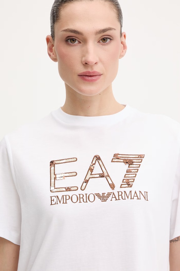 Бавовняна футболка EA7 Emporio Armani білий AF21636.7W001096