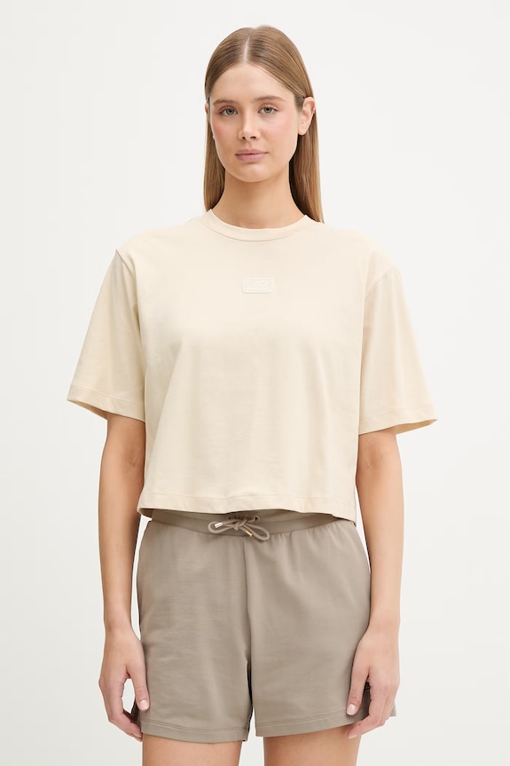 EA7 Emporio Armani T-shirt damski bawełniany beżowy AF19935.7W001008
