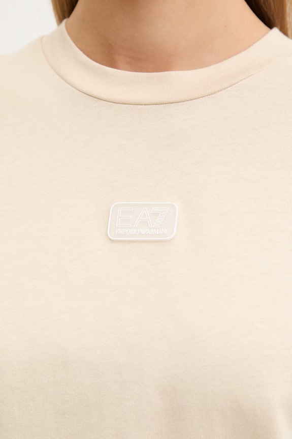 EA7 Emporio Armani T-shirt damski bawełniany AF19935.7W001008 beżowy