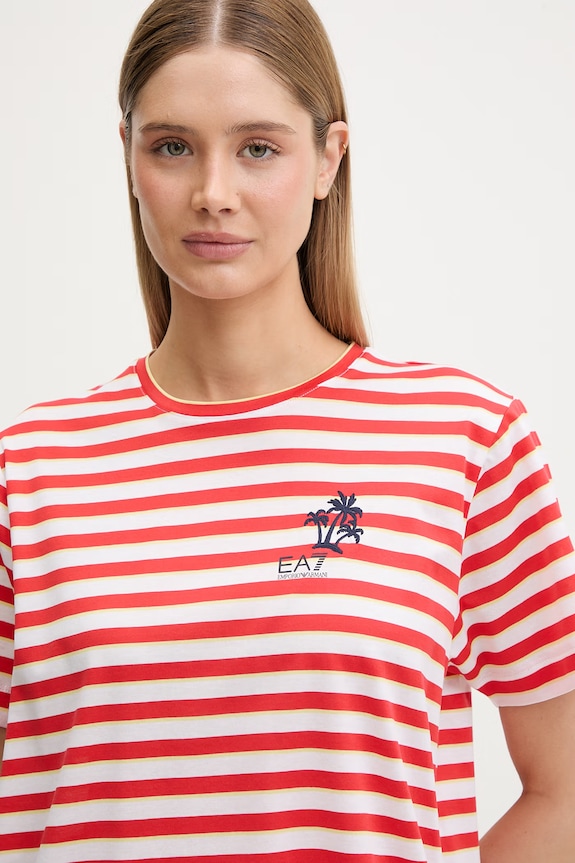 EA7 Emporio Armani T-shirt damski bawełniany czerwony AF20775.7W001466