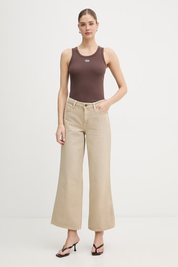 Diesel top pentru femei, din bumbac cu elastan T-ANKI-OD A19908.0JMBA maro SS26