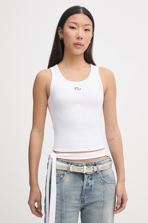 Diesel top pentru femei, din bumbac cu elastan T-ANKY-TAIL alb A21019.0EJAI
