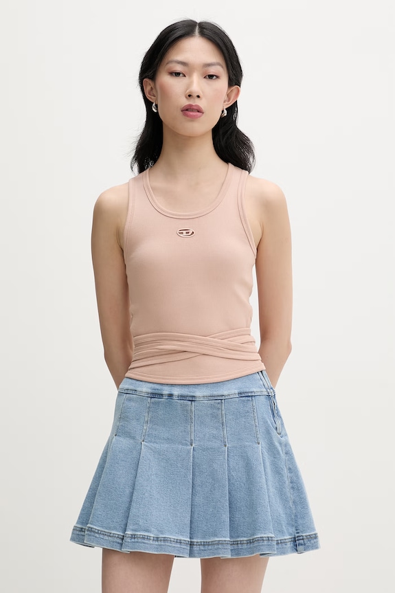 Diesel top pentru femei, din bumbac cu elastan T-ANKY-TAIL bej A21019.0EJAI