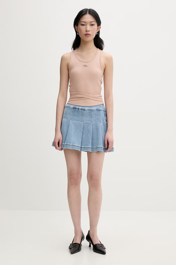 Diesel top pentru femei, din bumbac cu elastan T-ANKY-TAIL A21019.0EJAI bej SS26