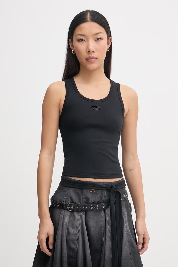 Diesel top damski bawełniany z elastanem T-ANKY-TAIL czarny A21019.0EJAI