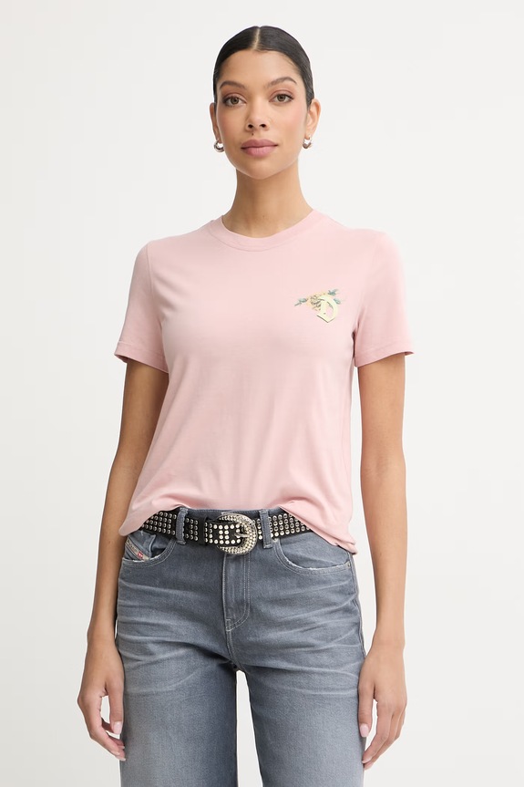 Diesel tricou pentru femei, din bumbac T-REG-S1 roz A22488.0JMBD