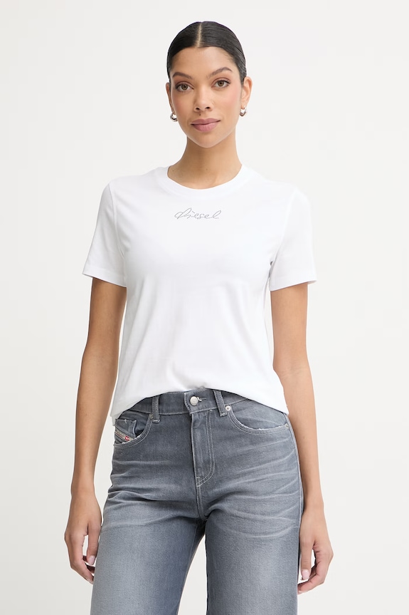 Diesel tricou basic pentru femei, din bumbac T-REG-S2 alb A22503.0JMBD
