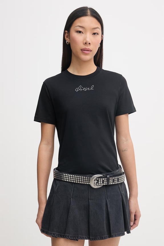 Diesel t-shirt basic Γυναικείο βαμβακερό T-REG-S2 μαύρο A22503.0JMBD