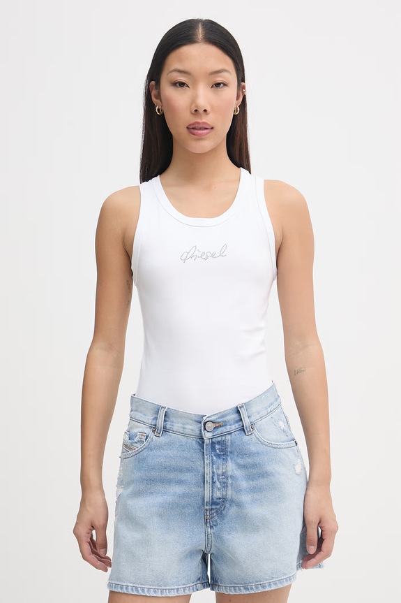 Diesel top damski bawełniany T-ANKY-S2 biały A22506.0QHHA