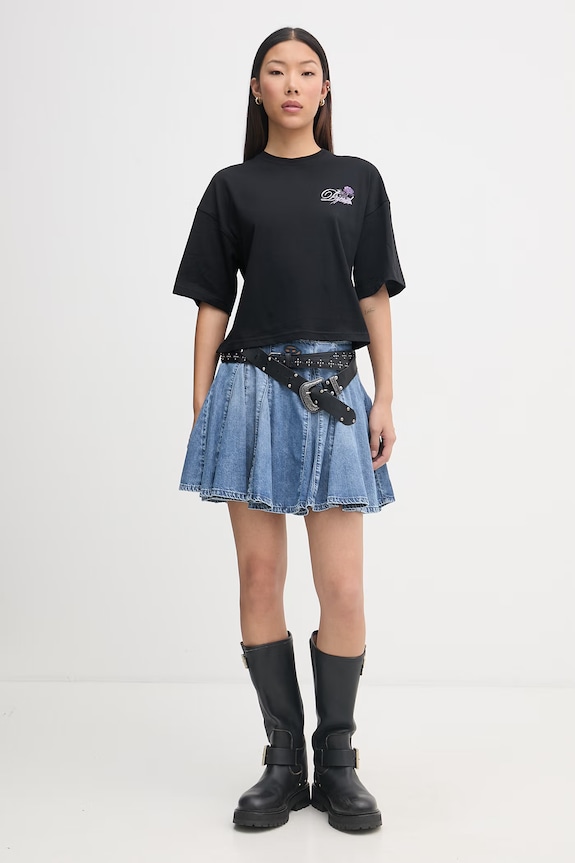 Diesel crop top damski bawełniany T-CROPYN A22507.0JMBD czarny SS26