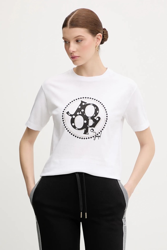 Joop! t-shirt bawełniany nadruk biały 30100822