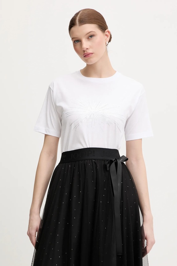 Joop! t-shirt bawełniany nadruk biały 30100884
