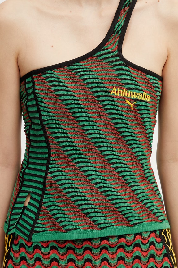 Puma Ahluwalia bluză asimetrică pentru femei cu vâscoză verde 635237