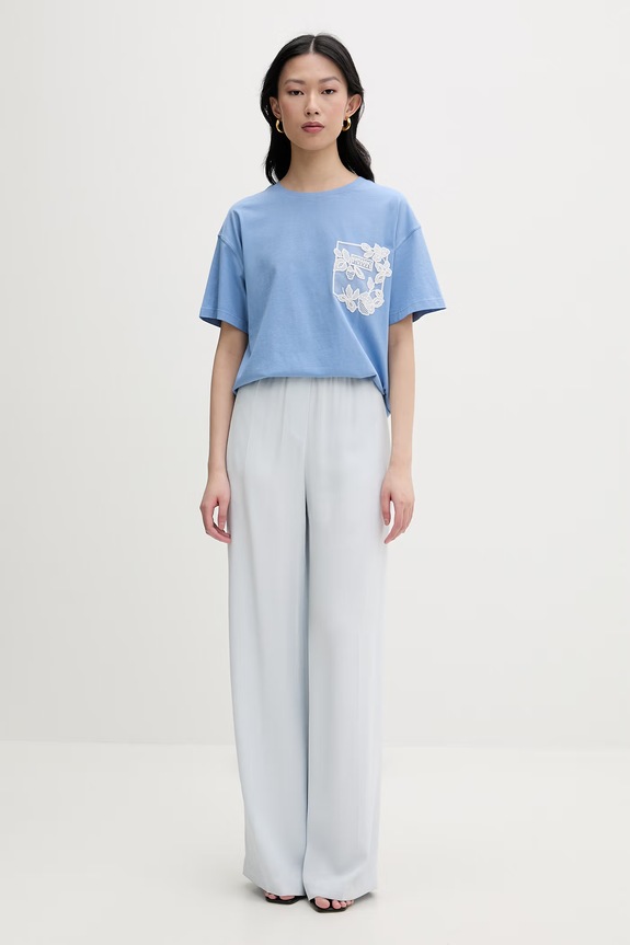 ERMANNO Firenze basic tričko dámske bavlnené D48EL009EE3 modrá SS26