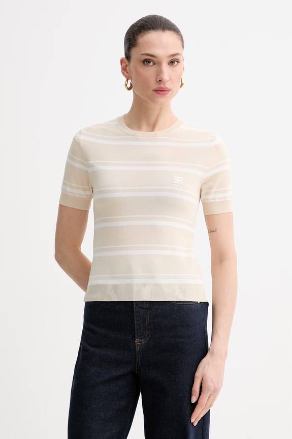 ERMANNO Firenze t-shirt damski beżowy D48EM009EP0