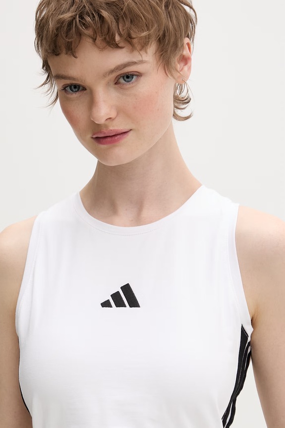 adidas crop top damski bawełniany z elastanem Essentials biały JZ6876