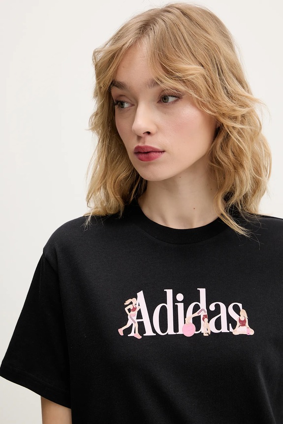 Βαμβακερό μπλουζάκι adidas Soft Sports μαύρο JZ7894