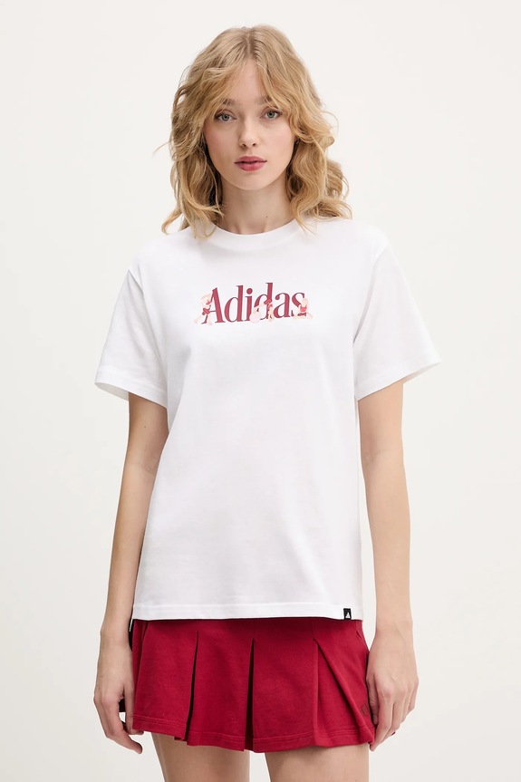 adidas t-shirt bawełniany Soft Sports nadruk biały JZ7896