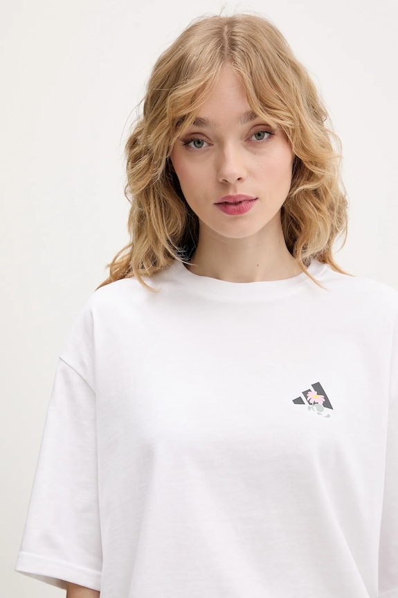 Βαμβακερό μπλουζάκι adidas Soft Side λευκό KA5091
