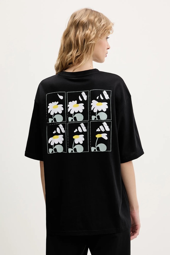 Βαμβακερό μπλουζάκι adidas Soft Side στάμπα μαύρο KA5093