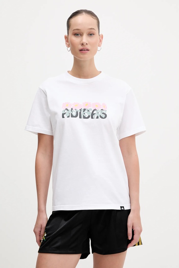 adidas tricou din bumbac Soft Side print alb KA5097