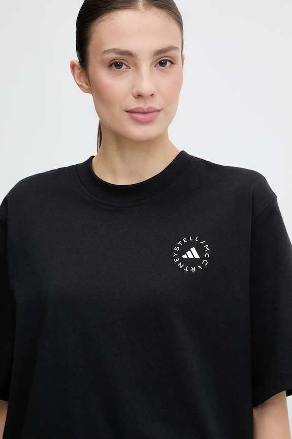 Βαμβακερό μπλουζάκι adidas by Stella McCartney μαύρο KA9549