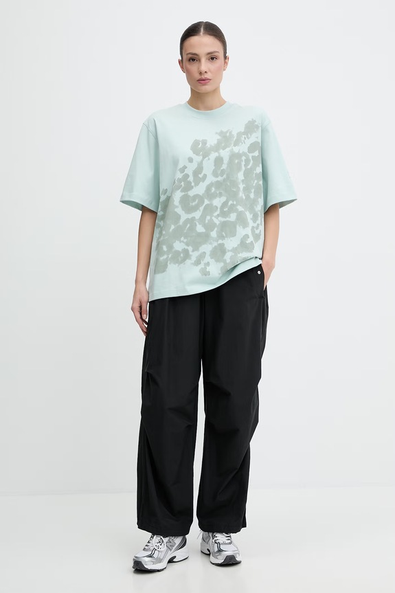 Βαμβακερό μπλουζάκι adidas by Stella McCartney KA9553 πράσινο SS26