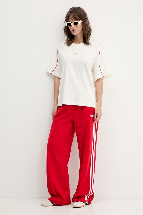 adidas t-shirt bawełniany Stadium KB4282 beżowy SS26