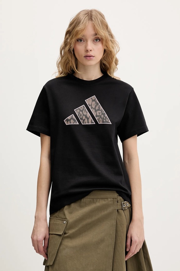 Pamučna majica adidas pamuk crna KB7142