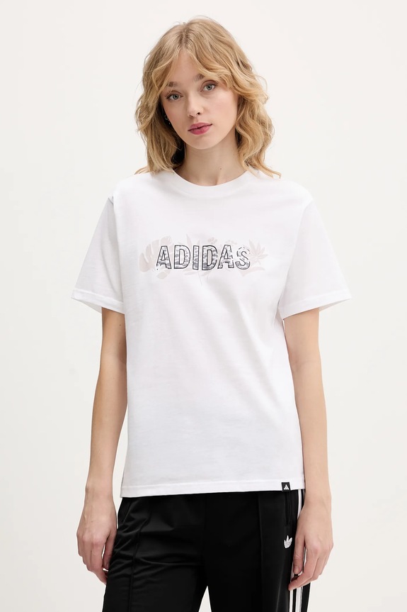 Βαμβακερό μπλουζάκι adidas βαμβάκι λευκό KB7146