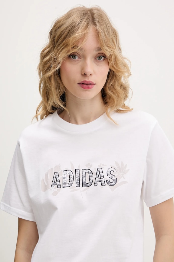 Βαμβακερό μπλουζάκι adidas λευκό KB7146