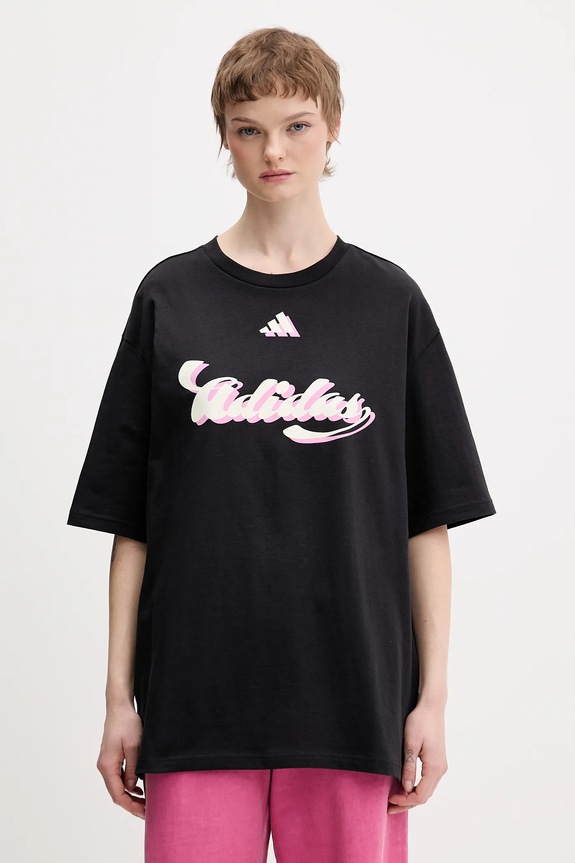 Pamučna majica adidas House of Tiro print crna KB7170