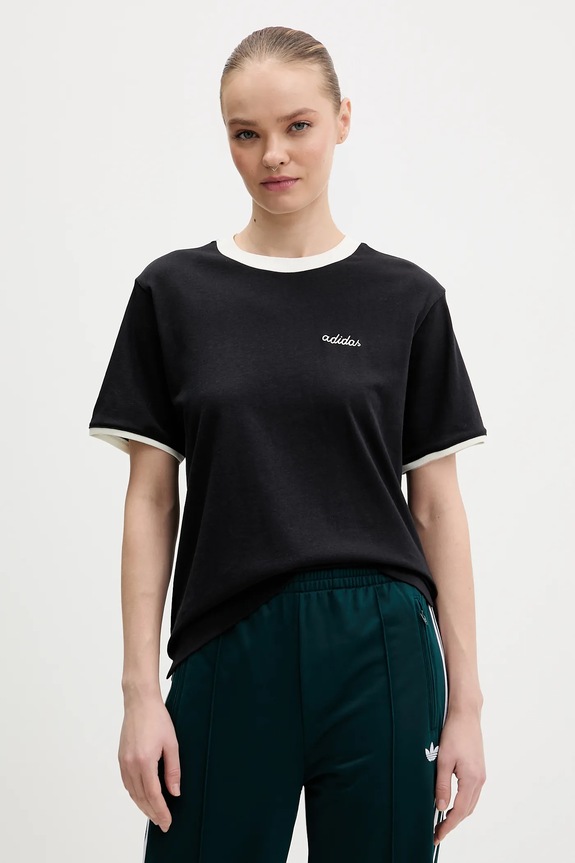 Pamučna majica adidas pamuk crna KB8194