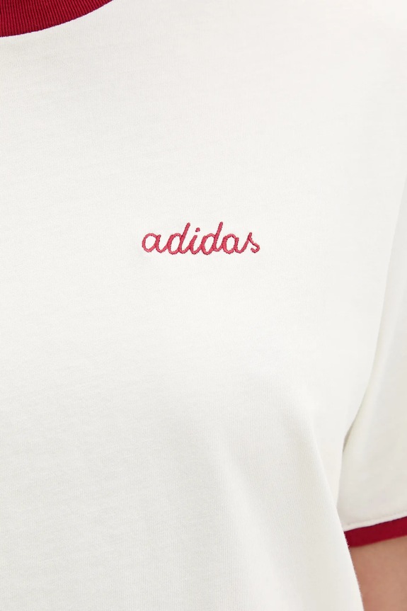 Βαμβακερό μπλουζάκι adidas KB8196 μπεζ