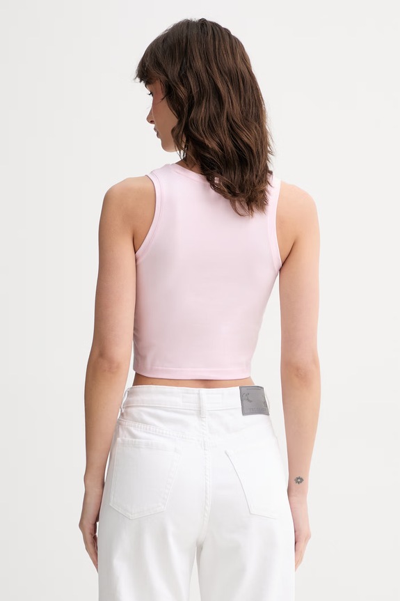 Ρούχα adidas crop top Γυναικείο βαμβάκι με ελαστάν KC5182 ροζ