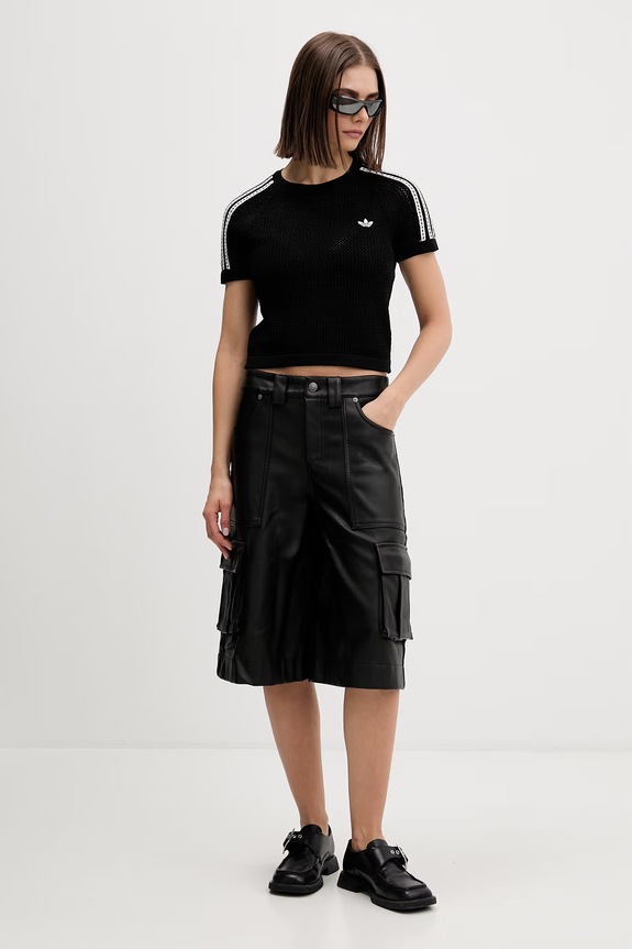 adidas Originals crop top pentru femei Crochet KC6481 negru SS26