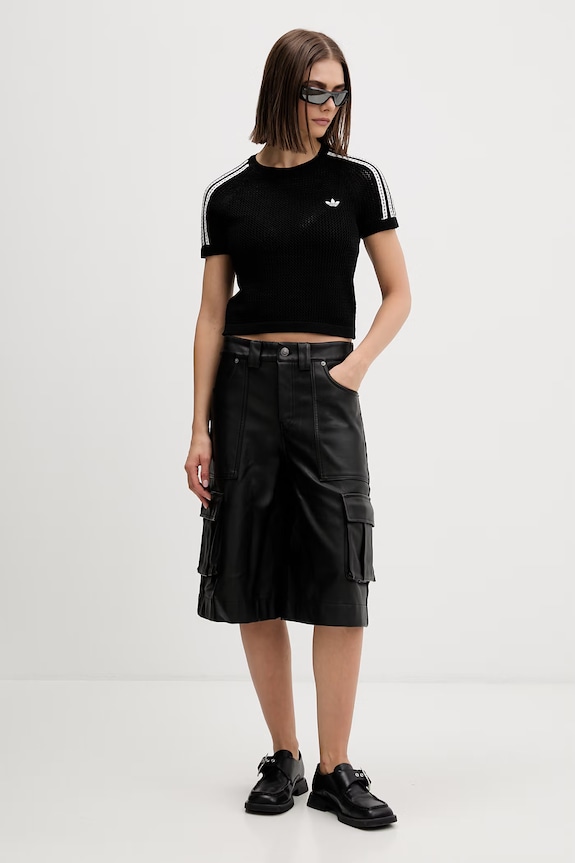adidas Originals crop top pentru femei Crochet KC6481 negru SS26