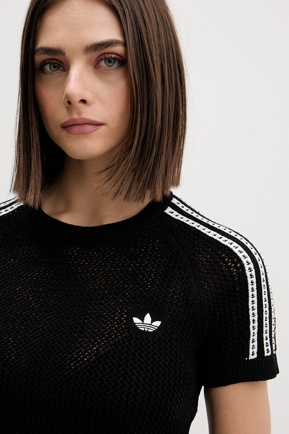 adidas Originals crop top pentru femei Crochet negru KC6481