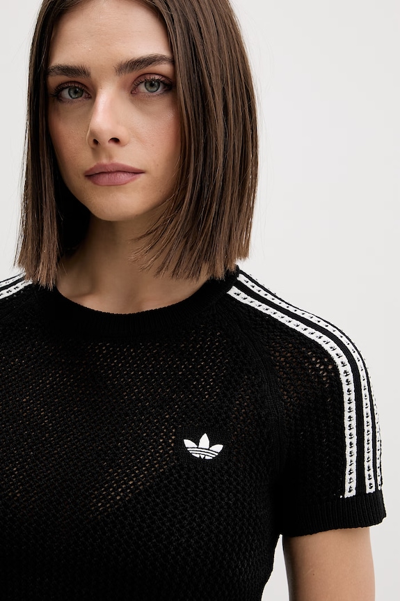 adidas Originals crop top pentru femei Crochet negru KC6481
