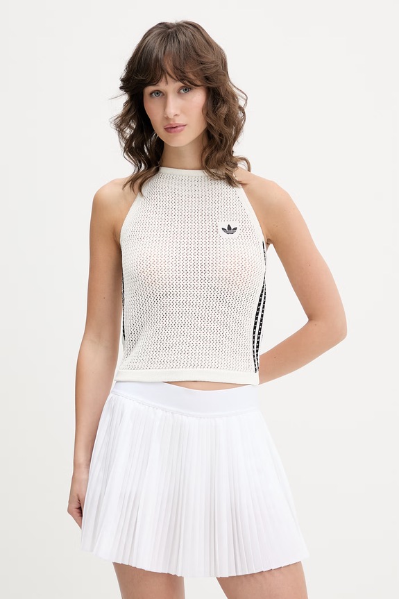 adidas Originals top Crochet aplikacja beżowy KC6485