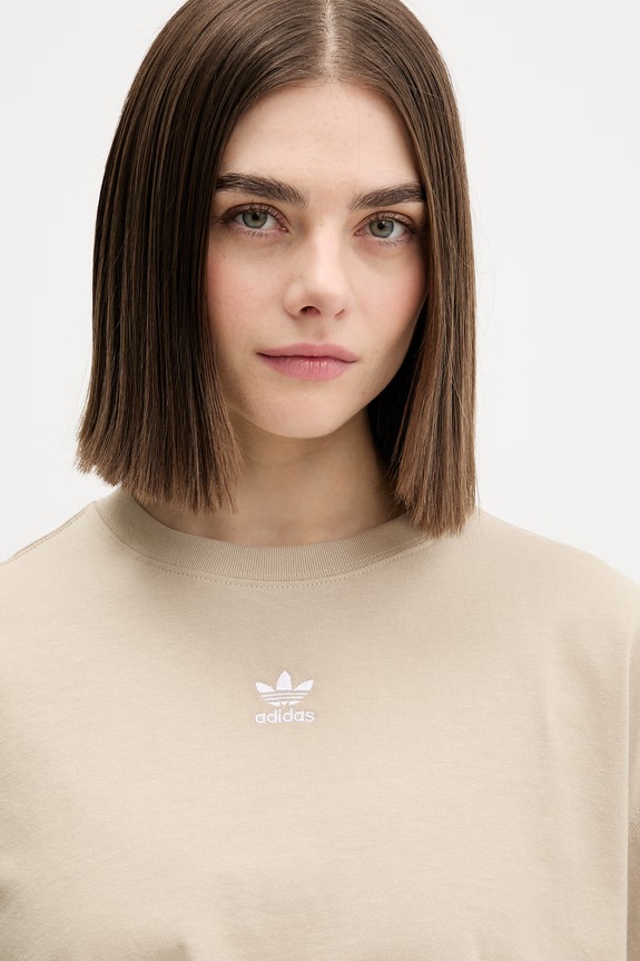 Βαμβακερό μπλουζάκι adidas Originals μπεζ KD1363