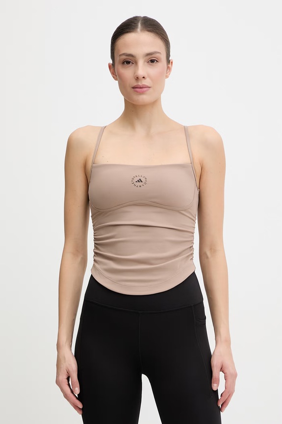 Tréninkový top adidas by Stella McCartney s elastanem hnědá KD9859