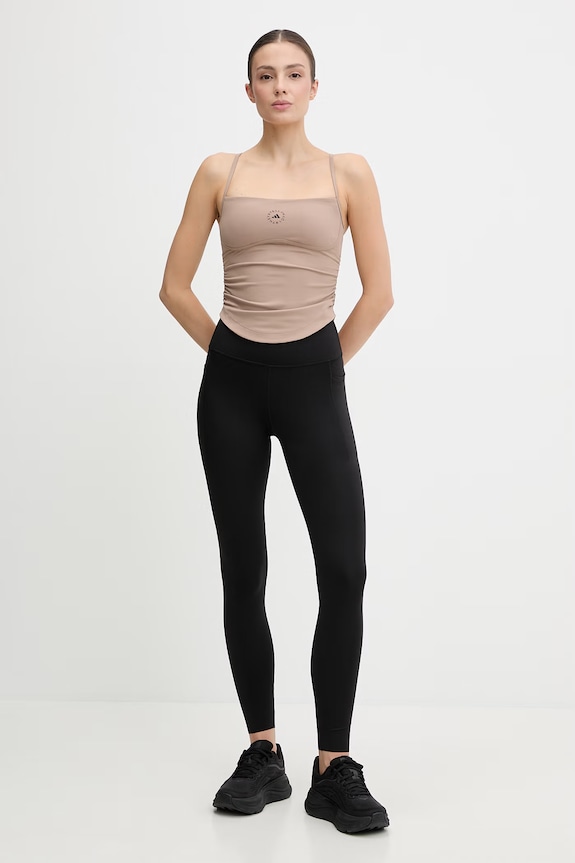 Top za vadbo adidas by Stella McCartney KD9859 rjava SS26