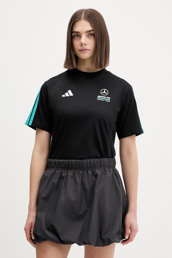 Βαμβακερό μπλουζάκι adidas x Mercedes βαμβάκι μαύρο KE5922