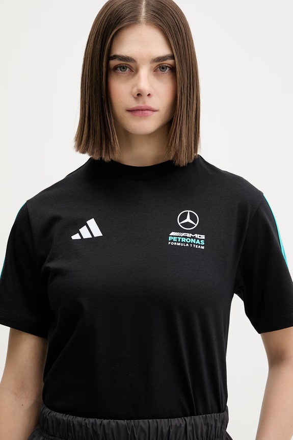 Βαμβακερό μπλουζάκι adidas x Mercedes μαύρο KE5922