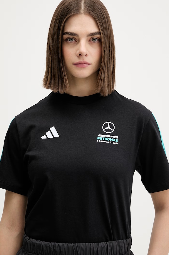 Βαμβακερό μπλουζάκι adidas x Mercedes μαύρο KE5922